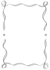 White & Black Wavy Ribbon Frame with Dots wedding menu invitation transparent border hand drawn baby shower a4 a5 a6 birthday bbq summer party clown funfair style bachelorette bachelor vintage retro