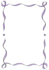 Light Purple & Black Wavy Ribbon Frame with Dots wedding menu invitation border, hand drawn baby shower decoration a4 a5 a6 birthday pastel party funfair style, bachelorette bachelor vintage retro