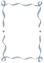 Light Blue & Black Wavy Ribbon Frame with Dots, wedding menu invitation border hand drawn baby shower a4 a5 a6 birthday bbq summer party, gender reveal clown style, bachelorette bachelor vintage retro