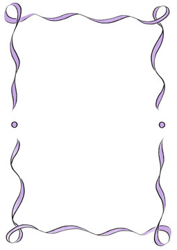 Light Purple & Black Wavy Ribbon Frame with Dots wedding menu invitation border, hand drawn baby shower decoration a4 a5 a6 birthday pastel party funfair style, bachelorette bachelor vintage retro