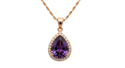 Isolated Teardrop Amethyst Pendant Necklace