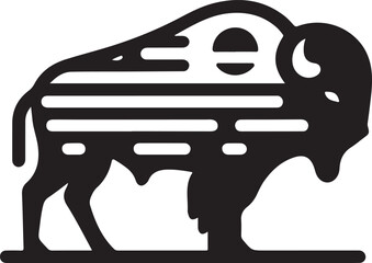 Bison Horizontal Line Logo Vector