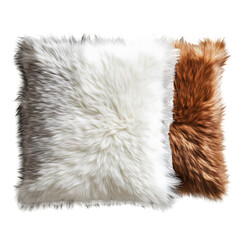 Obraz premium Fur cushion, three different fur colors, white background, transparent PNG 