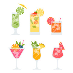 vector set of summer drinks