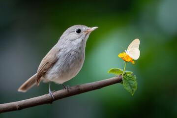 Fototapeta premium name: a bird watching a butterfly,