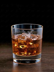 Minimalist whiskey glass with cold ice vapor cubes