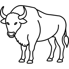 Bison Outline Illustration Vector Art