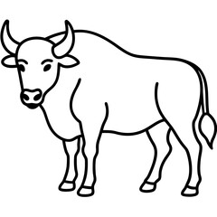 Bison Outline Illustration Vector Art
