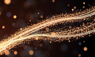 mesmerizing display of glowing particles and light trails creates dynamic and vibrant background, evoking sense of energy and movement