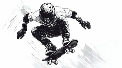 Obraz premium skater drawing illustration