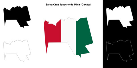 Santa Cruz Tacache de Mina municipality (Oaxaca) outline map set