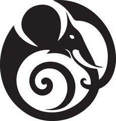 Spiral Elephant Logo Vector