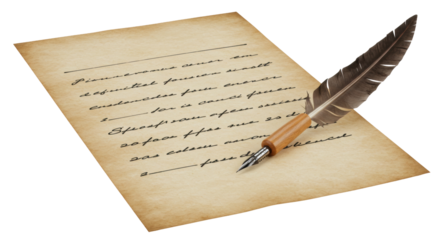 Isolated Old Paper with Quill Pen