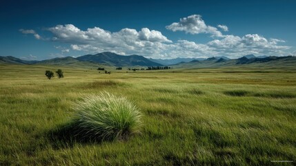 Obraz premium Lone Tuft: Wyoming Serenity