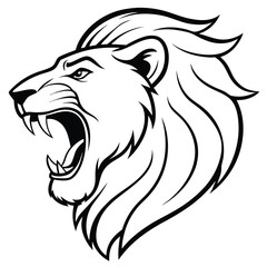 Lion Head Line Art Vector Illustration