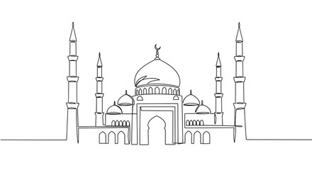 Fototapeta premium Mosque in a Single Line AI Generated