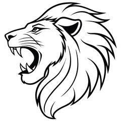 Lion Head Line Art Vector Illustration