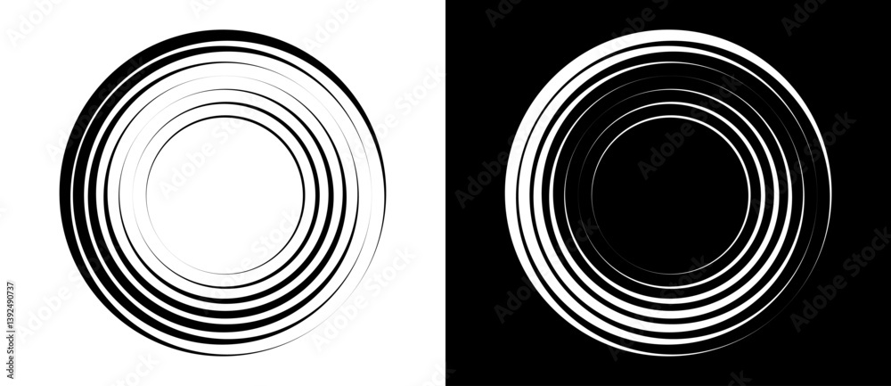 Aufkleber abstract background with lines in circle. art design spiral as logo or icon. a black figure on a whi