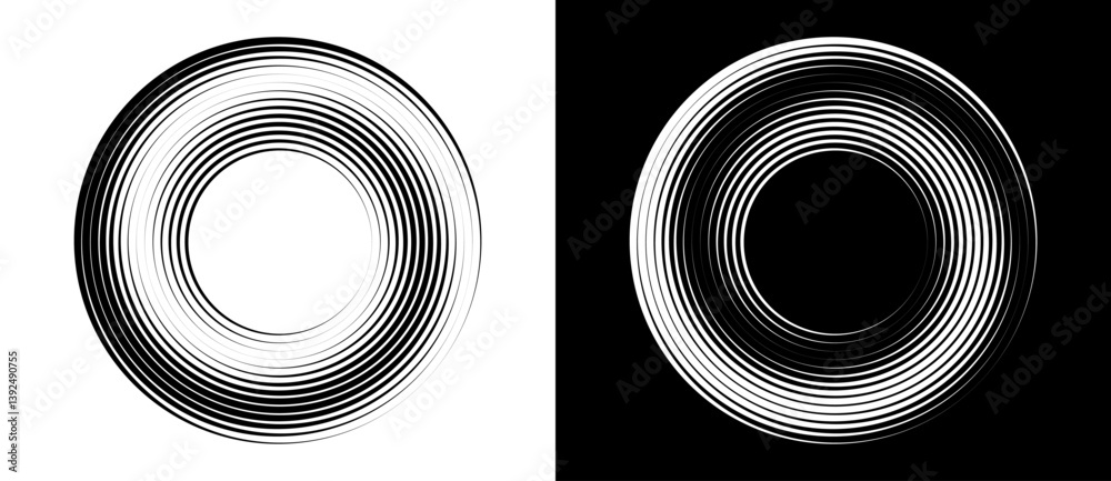 Aufkleber abstract background with lines in circle. art design spiral as logo or icon. a black figure on a whi