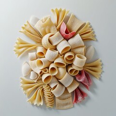 pasta on a white background food macaroni raw art uncooked art meal yellow spaghetti noodles cuisine healthy cooking isolated ingredient dinner design dry pattern texture noodle close-up eat 