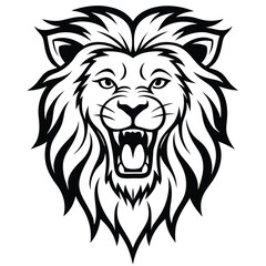 Lion Head Line Art Vector Illustration