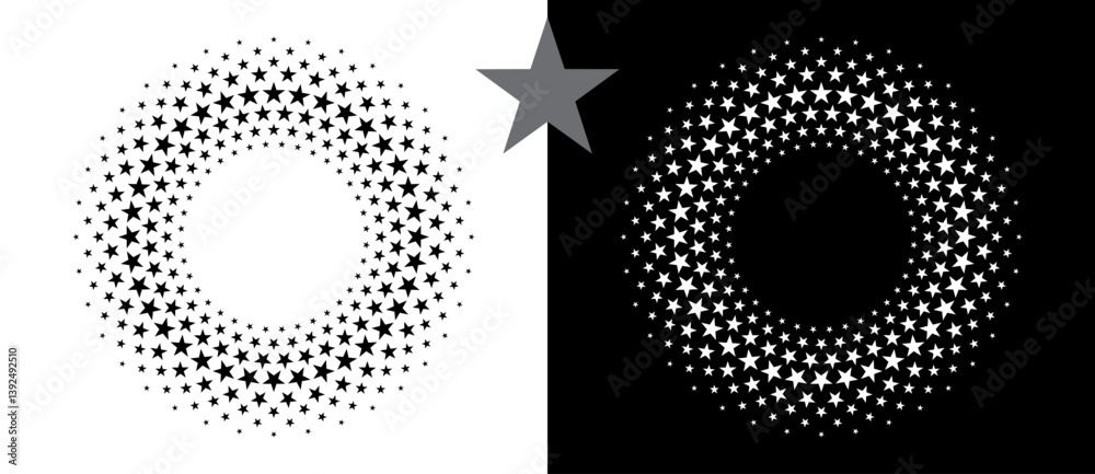 Aufkleber abstract background with stars in circle. art design spiral as logo or icon. a black figure on a whi