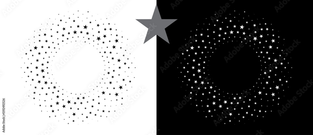 Aufkleber abstract background with stars in circle. art design spiral as logo or icon. a black figure on a whi