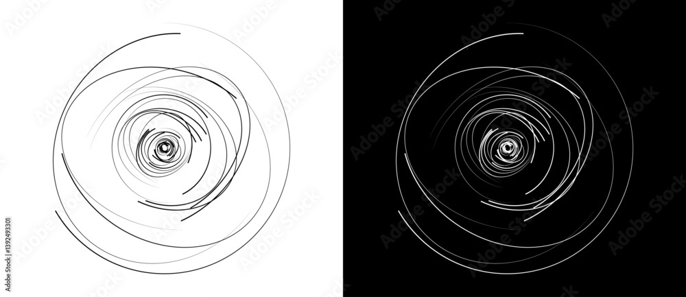 Fototapete abstract background with lines in circle. art design spiral as logo or icon. a black figure on a whi