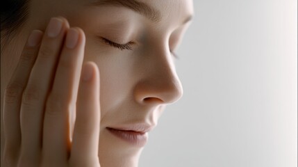 A woman is doing facial yoga to tone and tighten her facial muscles, which helps her look younger and have more elastic skin
