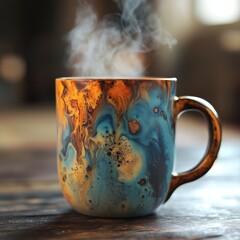 A fancy porcelain cup with steam 