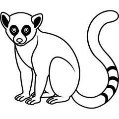 Elegant Lemur in Single Line Vector Design
