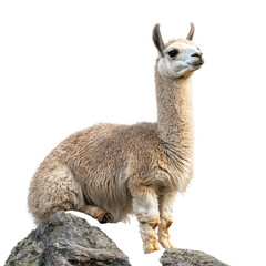 Obraz premium Alpaca png fluffy alpaca png mountain slope animal png adorable alpaca portrait png soft furry alpaca png transparent background image