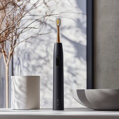 electric toothbrush set against a stark white backdrop