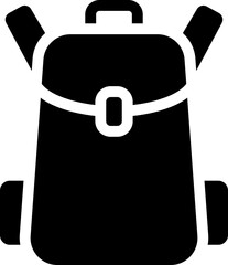 Backpack icon for travel or school use. Silhouette icon.