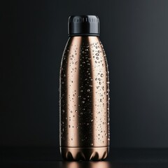 Water bottle with a shiny exterior that drops moisture 