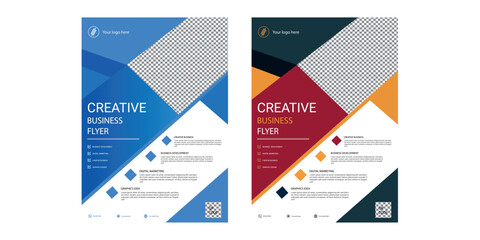 Naklejka premium Business Flyer Templates with Geometric Shapes and Colorful Design for Modern Corporate Brochure and Marketing Material in a Clean Minimalist Vector Layout