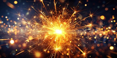 Obraz premium Sparky firework explosion in the dark background with blurred sparks , blazing sparks