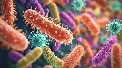 Microscopic World: A Close-Up of Viruses and Bacteria, Exploring the unseen dimensions of infection, disease, and the complexity of life.