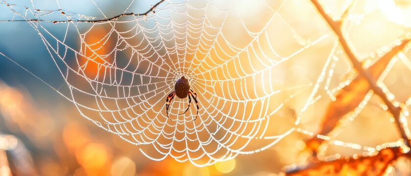 Captivating spider web design nature trail macro photography autumn light close-up view beauty of nature
