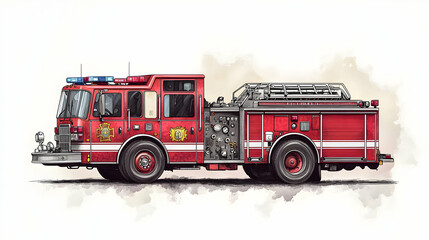 drawing of a fire engine illustration