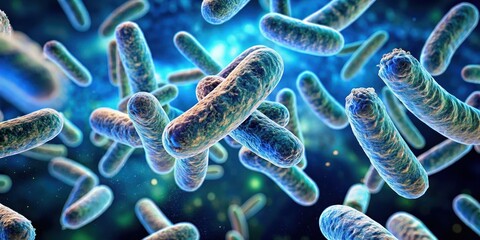 Bacteria E Coli under Microscope, microscopic view, biochemistry