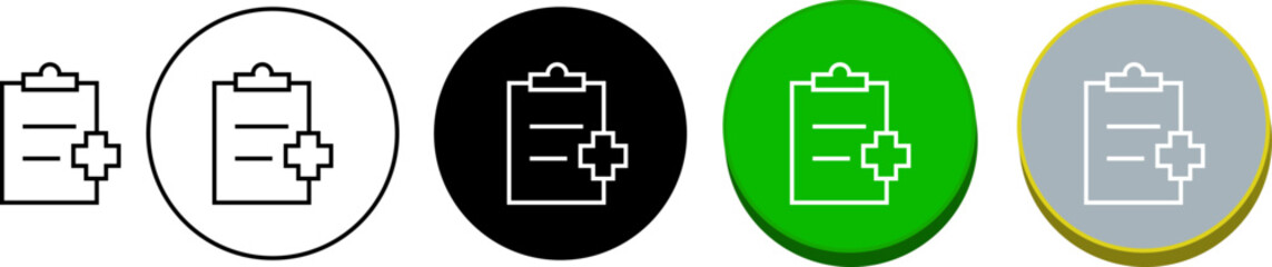 Clipboard with medical file icon – patient record, diagnosis report, healthcare documentation symbol vector with transparent background.