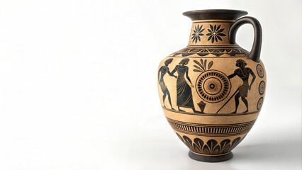 Greek amphora vase featuring traditional black-figure art  