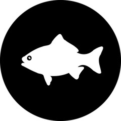 Stylized fish silhouette in a solid black circle showcasing aquatic wildlife