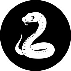 Stylized serpentine icon against a dark orb, simplified serpentine depiction