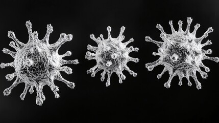 Microscopic View: Virus Cells Isolated on Black Backdrop for Scientific Research