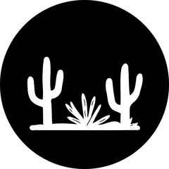 Obraz premium Simple desert plant illustration in a black circle minimal design graphic