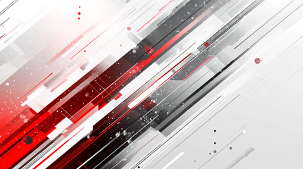 Obraz premium Abstract diagonal lines with red and gray shapes on a white background creating a modern design