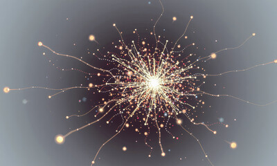 Obraz premium stunning visualization of subatomic particles radiating outward, creating dynamic and energetic display of light and movement, evoking sense of wonder and curiosity
