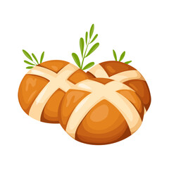 Hot Cross Buns Vector Illustration